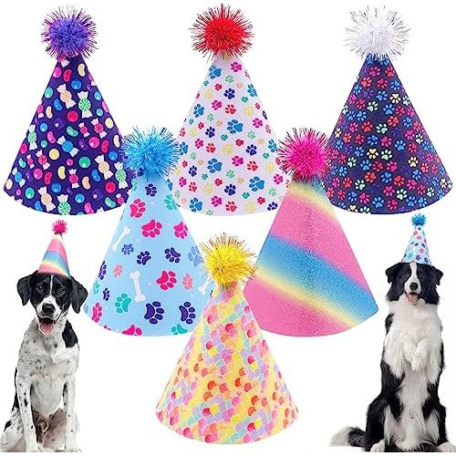 Jpgdn 6 Gorros De Cumpleaños Para Perros, Suministros Para F