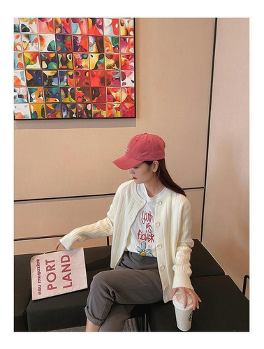 Sueter Mujer Moda Sweater Dama Abierto Botones Abrigo Ligero