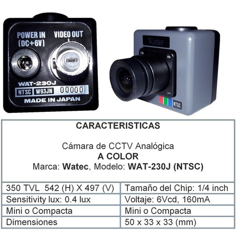 Cámara De Seguridad Marca: Watec, Modelo: Wat-230j Analoga (Usado)
