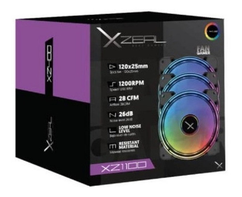 Ventilador Xzeal Xz1100 Rgb Led 120mm 1200rpm 3 Piezas