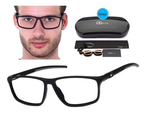 Armação Oculos Ogrife Og 1750-c Masculino Com Lente Sem Grau