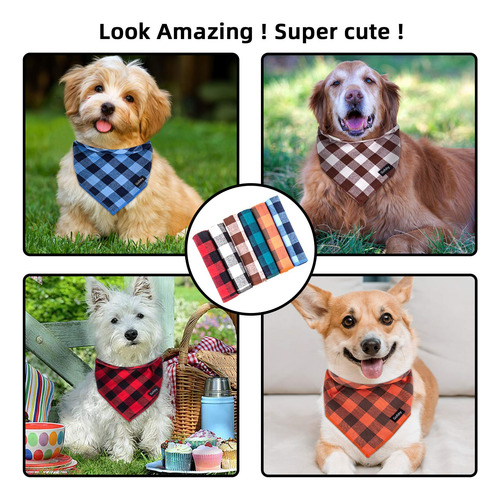 Juego De 6 Pañuelos Para Perros Gofshy Buffalo Plaid Otoño-n