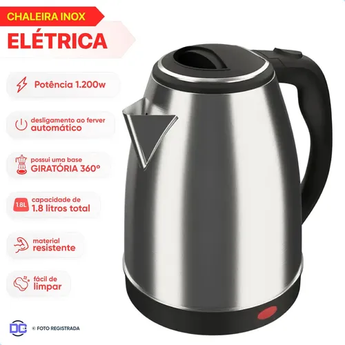 Chaleira Elétrica Inox Aquecimento Rápido Café Chá Prática Anti-f...
