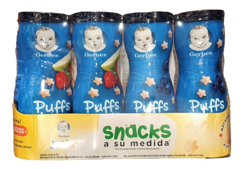 Galletas Para Bebe Gerber Sanck Puffs 4 Botes De 42 Gramos