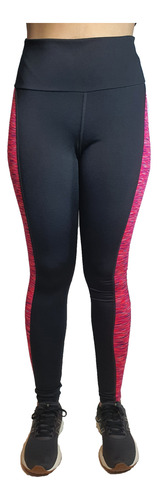 Calza Team Gear Running Mujer Bicolor Rayo Negro-fucsia Ras