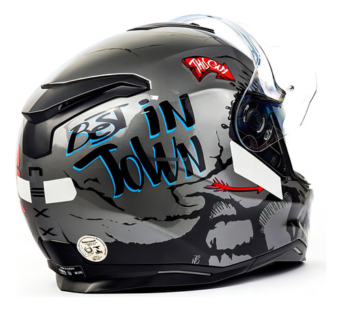 Casco Nexx Sx100 Bigshot gris con visera solar y casco Pinlock, talla 60/L