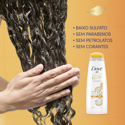 Kit C/ 2 Dove Shampoo Dove Texturas Reais Cacheados 200 Ml