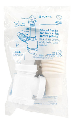 Cespol Lavabo Flexible 1-1/4'' Pvc Trampa Foset 49366