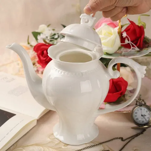 Tetera Inglés Ultra Blanca De Porcelana Fina, Cafetera, Peso