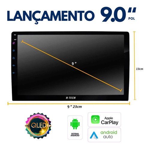 Multimidia Universal 9p Android 13 2gb 64gb Carplay Qled Voz