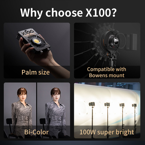 Luz Led Para Estudio De Vídeo Zhiyun Molus X100 Pro De 100 W
