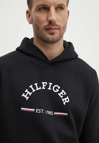 Polerón Con Gorro Y Logo Estampado Negro Tommy Hilfiger