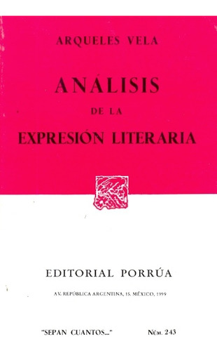 Analisis De La Expresion Literaria (243) - Vela, Arqueles