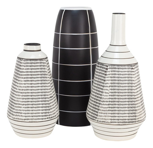 Tic Collection - Juego De Tres Jarrones En Blanco Y Negro