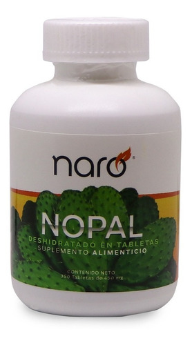 Suplemento Nopal Deshidratado Con 350 Tabletas Naro Sabor Natural