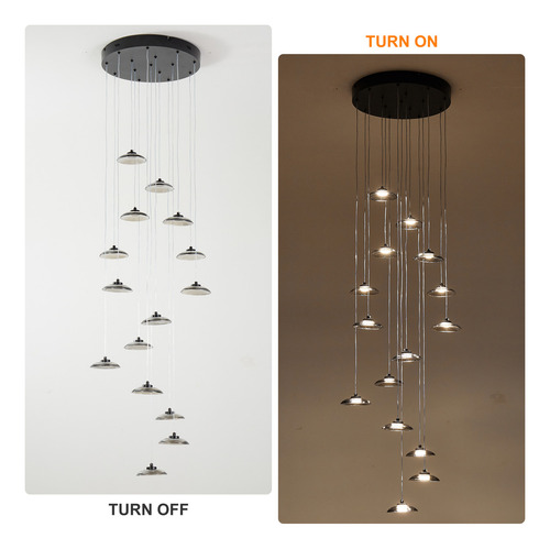 Lámpara Colgante Led Moderna Regulable De 15 Luces Para Sala