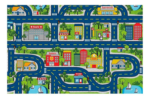 Felpudo Tapete Alfombra Kapazi Infantil Pista Negro 100x130