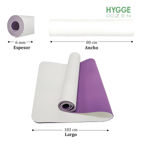 Imagen 2 de 10 de Mat Yoga Ancha Xl Colchoneta Bicolor Pilates Tpe 6mm + Funda