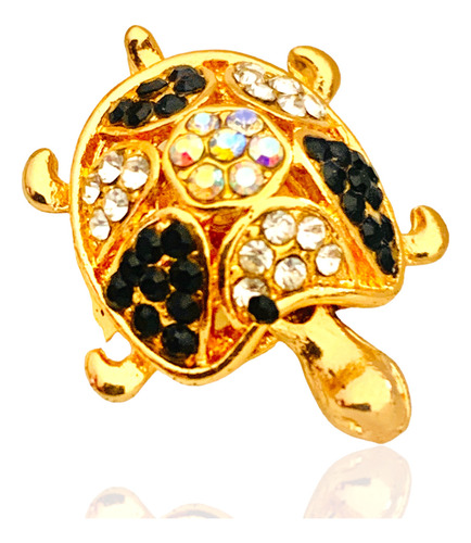 Anillo Tortuga Unitalla Dorado Rhinestone Movimiento Mod B