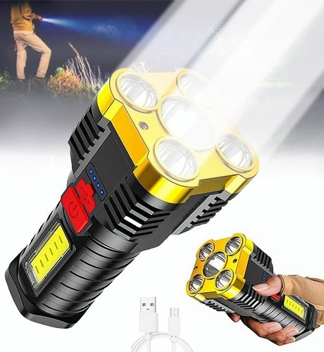 Lámpara Táctica Recargable Impermeable Led Cob Multifunción,