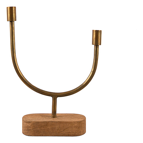 Main + Mesa Candelabro Asimétrico De Madera Y Metal