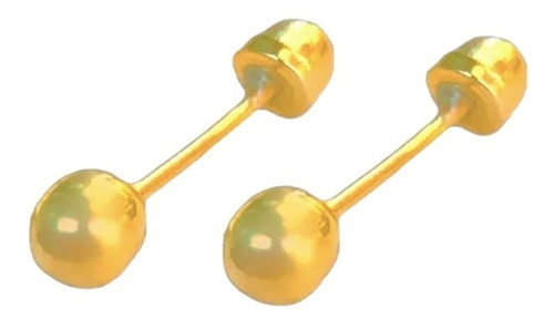 Broqueles Oro Bolita Moda Calidad 100% Oro 10k Niña Bebe 4mm
