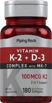 Comprar Piping Rock Vitamina D3 5000iu + Vitamina K2 100mcg Vitamin D3 Vitamin K2 Mk7 Americana D3k2 180 Softgels