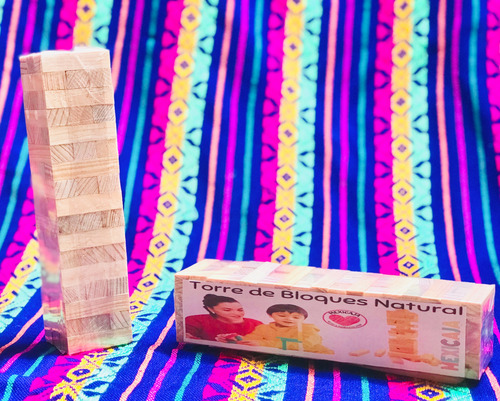 10 Torres De Bloques Naturales| Juego De Mesa 20.5x4.5x4.5