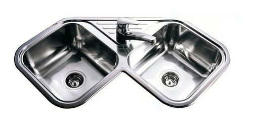 Johnson Pileta De Cocina Esquinera Doble Acero 304 Axa D78 A