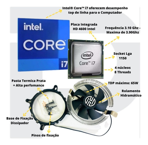 Kit Upgrade Gamer Placa Mãe Lga 1150 + I7 + 8gb Ddr3 Ssd 240