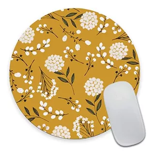 Round Mouse Pad, Cute Floral Mouse Pad With Design, Com...