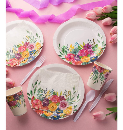 Servilletas De Papel Para Fiesta Con Diseño De Flores 100 Pz