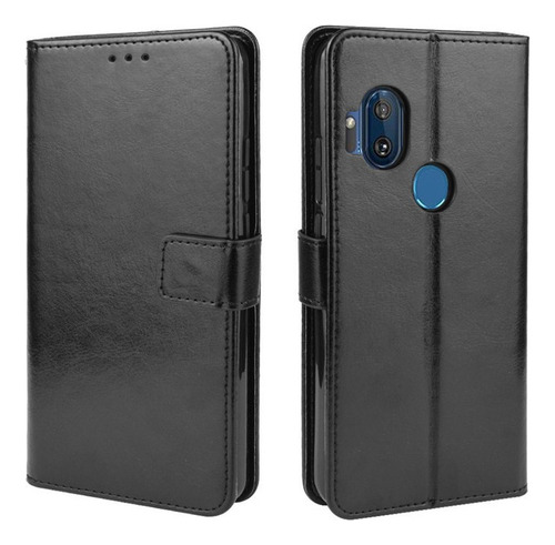 Funda For Motorola One Hyper De Cuero Flipper Cartera