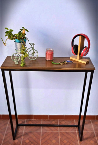 Mesa De Arrime Recibidor Estilo Industrial Hierro Madera