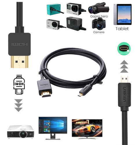 Cable Hdmi A Micro Hdmi Premium 4k Bidireccional 3mts Ugreen