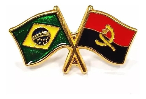 Bótom Pim Broche Bandeira Brasil X Angola Folheado A Ouro