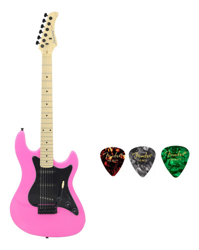 Guitarra Iniciantes Boa E Barata Strinberg Strato Sts100 Cor Rosa-chiclete Material do diapasão Bordo Orientação da mão Destro