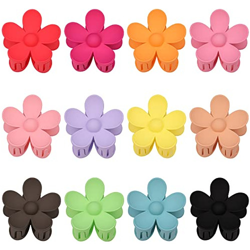 12 Pcs Flower Hair Clips Big Jaw Hair Clips Para Q3hnj