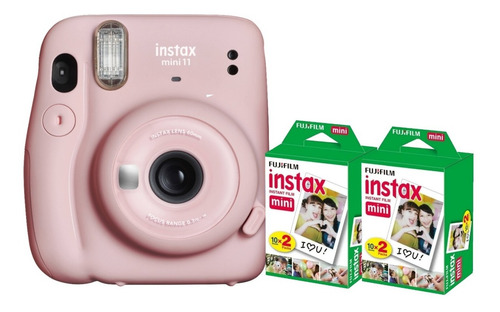 Camara Instantanea Instax Mini 11 Rosa 4 Rollos Entr  Prem