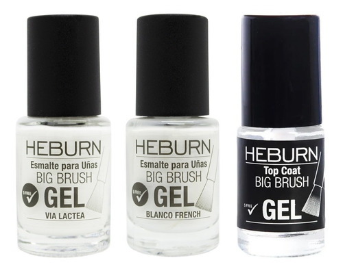 Heburn Set Esmaltes Uñas Efecto Gel Blanco+ Via Lactea + Top