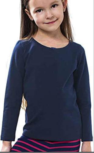 Remera Para Niñas Azul Oscuro Lisa