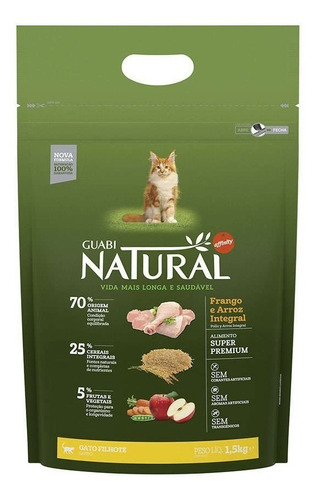 Ração Guabi Natural Gatos Filhotes Frango Arroz Int(1,5kg) F