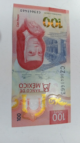 Billete, Denominación De 100 Pesos, Serie Cz 3641463 Capicua