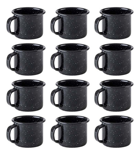 24 Tazas Mezcalera Peltre Negro Jaspeado 85 Ml Cinsa - 24 Pz