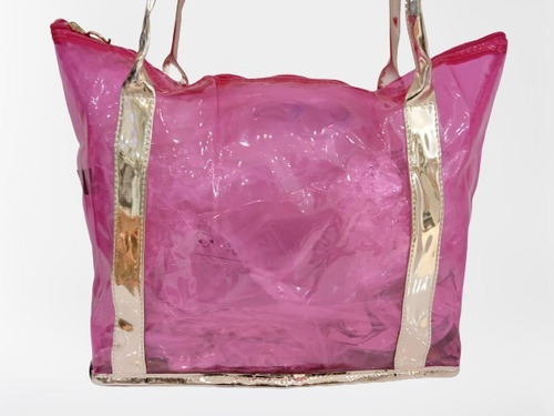 Bolsa Nécessaire Transparente Com Alça Ruby's Cor Rosa