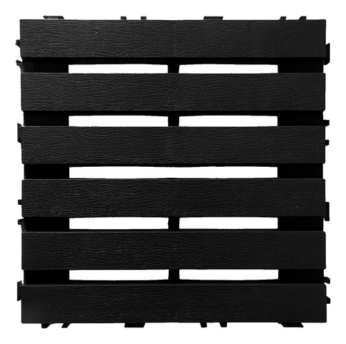Kit 15 Deck Madeira Plástico Encaixe Modular Varanda Preto
