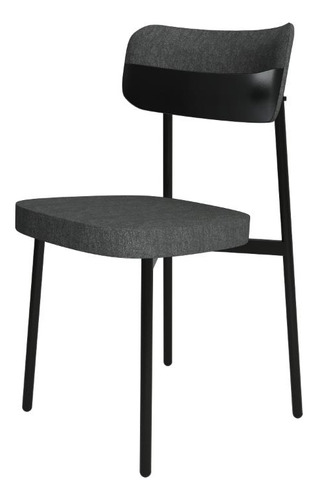 Cadeira Alloa Fixa C/4 Pés 50 X 44,7 X 83,8 Cm C/1 Un. Cor Corriente Cinza/courino Preto