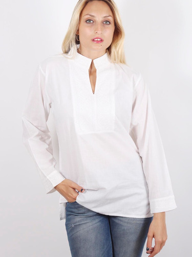 Blusa Camisa Mujer Puro Algodón Importada Bordados Mao #1684