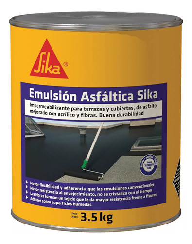 Sika Emulsión Asfáltica Impermeabilizante Para Cubierta 3.5k