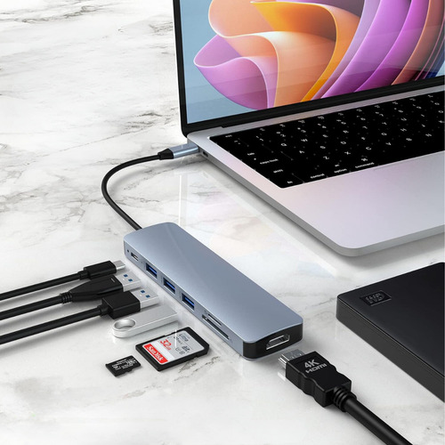 POLARES ZEN1 Adaptador Macbook Hub Usb-c Air M1 M2 Dex Hdmi 4k 7 Em 1 Polares